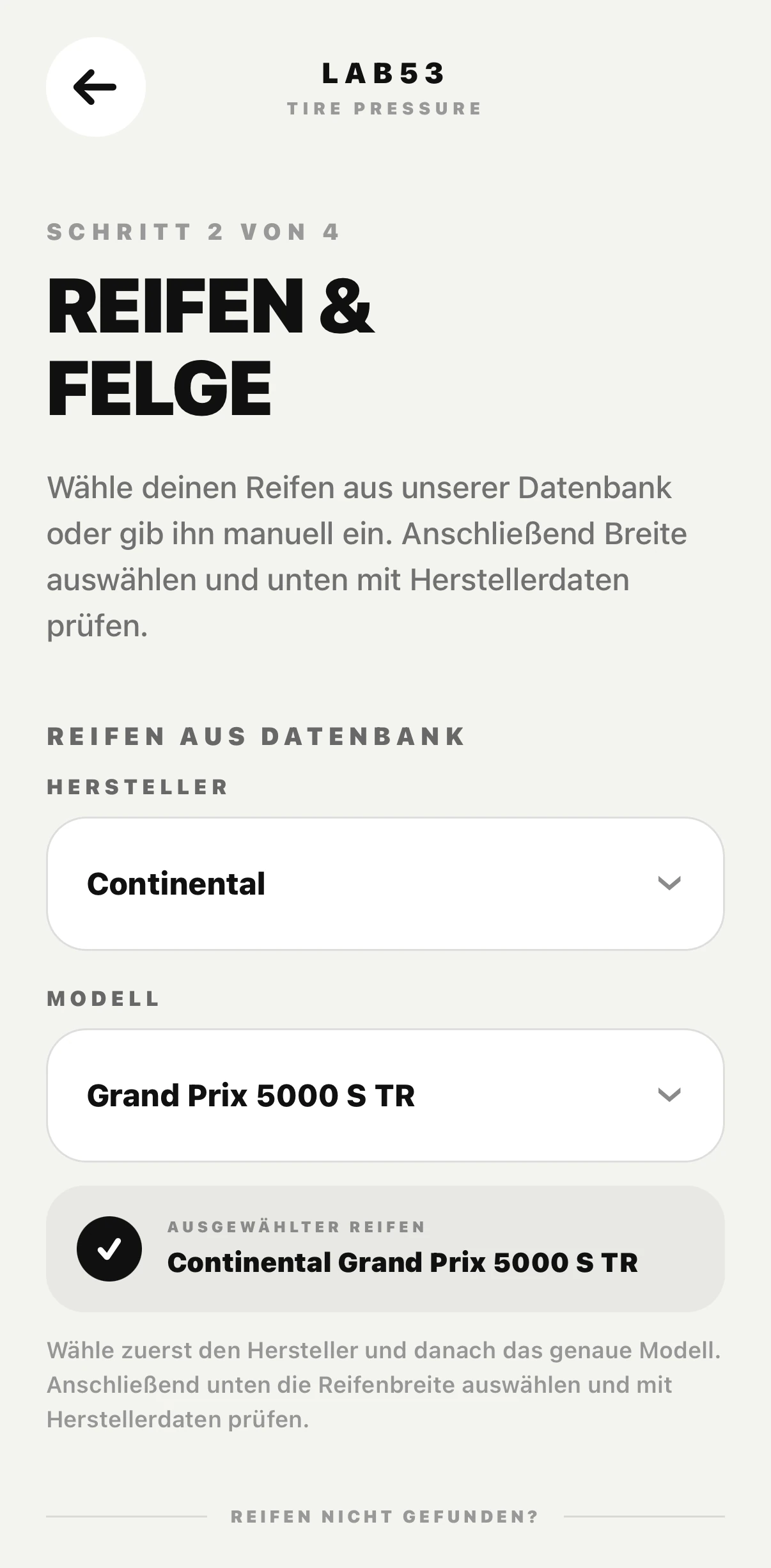 TIRE PRESSURE Reifen und Felge