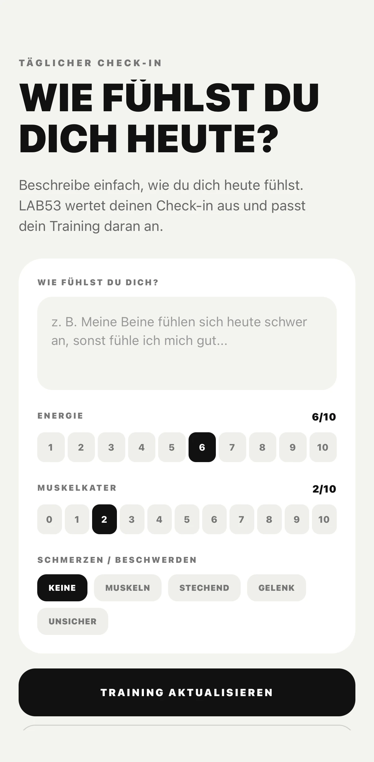 TRAIN PRO Daily Check-in